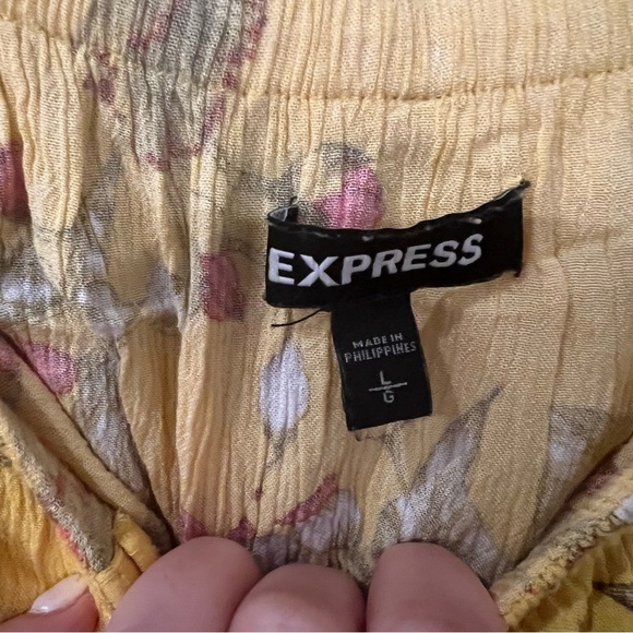 Express Yellow Floral Strapless Mini Dress, Large - Picture 4 of 5